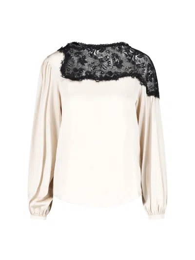 Isabel Marant Lace Yoke Long Sleeve Blouse In White