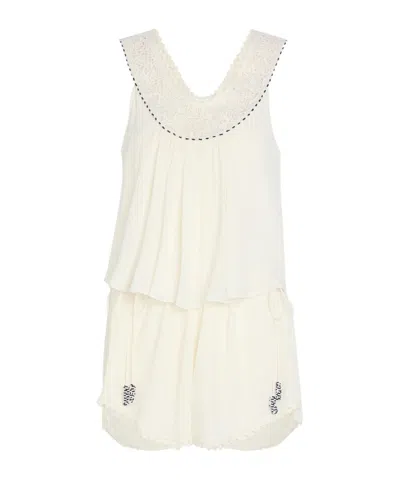 Isabel Marant Lace-trim Silk-georgette Playsuit In White