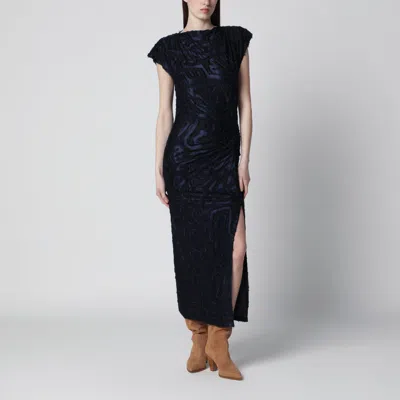 Isabel Marant Ladan Long Jacquard Jersey Dress In Faded Night In Blue