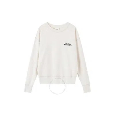 Isabel Marant Beige Cropped Sweatshirt With Contrasting Logo Embroidery In Cotton Blend Woman In Neutral
