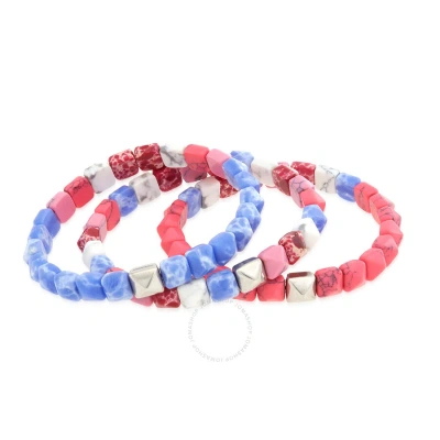Isabel Marant Ladies Pink/silver Pyra Stripe Beaded Bracelet