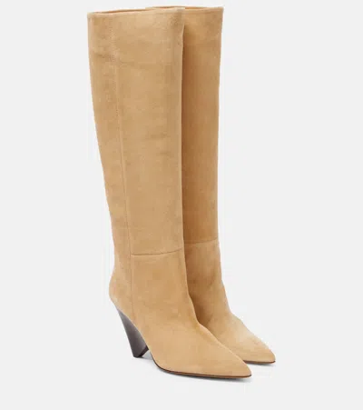 Isabel Marant Lakita Suede Knee Boots In Beige