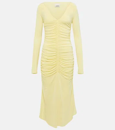 Isabel Marant Laly Gathered Jersey Midi Dress In Yellow