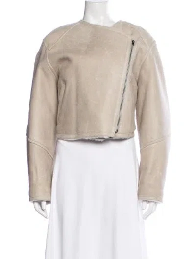 Pre-owned Isabel Marant Lamb Fur Biker Jacket W/ Tags In Neutral