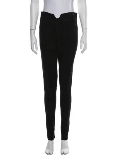 Pre-owned Isabel Marant Lamb Fur Skinny Leg Pants In Black