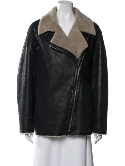 Pre-owned Isabel Marant Lamb Leather Biker Jacket In Black