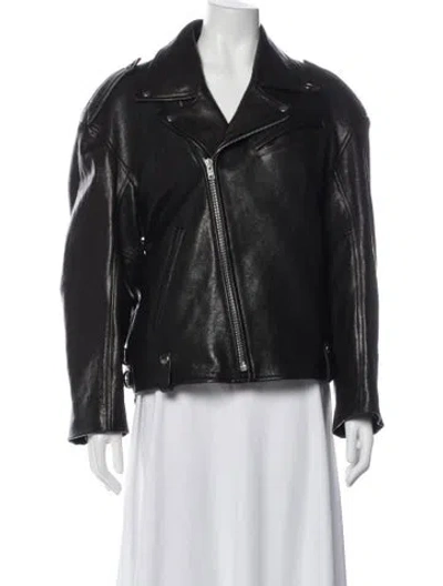 Pre-owned Isabel Marant Lamb Leather Biker Jacket In Blue