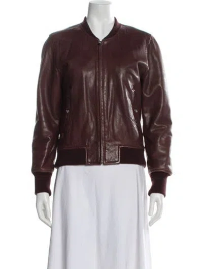 Pre-owned Isabel Marant Lamb Leather Bomber Jacket In Burgundy