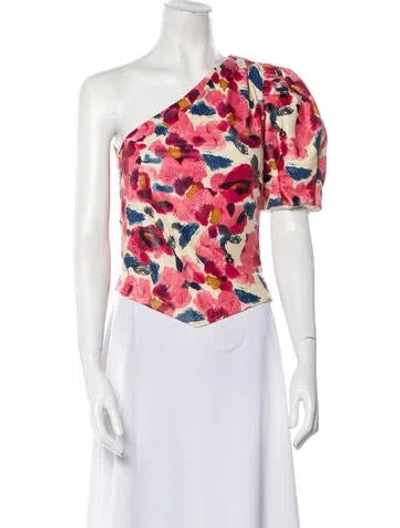 Pre-owned Isabel Marant Lamb Leather Floral Print Crop Top W/ Tags In Neutral