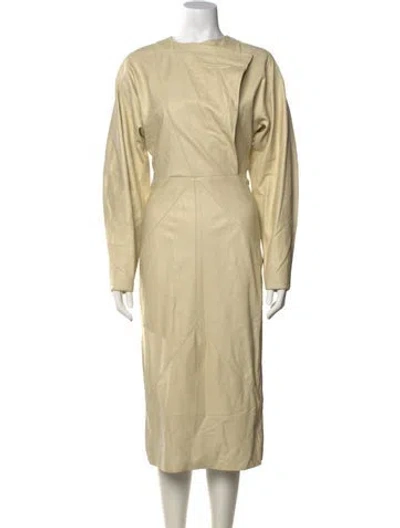 Pre-owned Isabel Marant Lamb Leather Midi Length Dress In Neutral