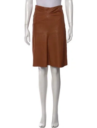 Pre-owned Isabel Marant Lamb Leather Midi Length Skirt In Brown