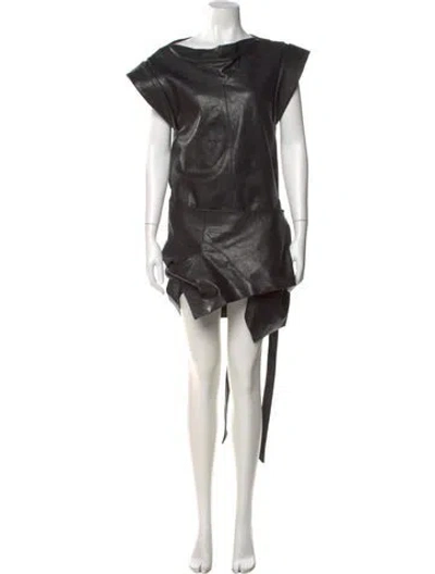 Pre-owned Isabel Marant Lamb Leather Mini Dress In Black