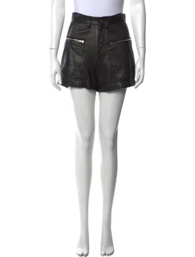 Pre-owned Isabel Marant Lamb Leather Mini Shorts In Black