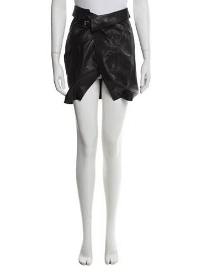 Pre-owned Isabel Marant Lamb Leather Mini Skirt In Black