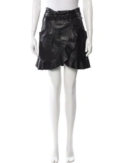 Pre-owned Isabel Marant Lamb Leather Mini Skirt In Black