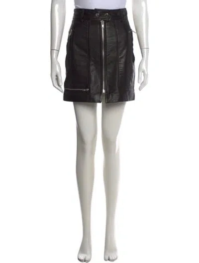 Pre-owned Isabel Marant Lamb Leather Mini Skirt In Black
