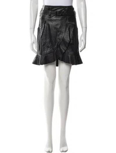 Pre-owned Isabel Marant Lamb Leather Mini Skirt In Black