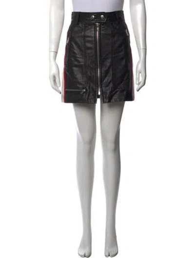 Pre-owned Isabel Marant Lamb Leather Mini Skirt In Black/red