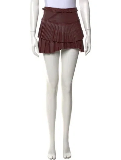 Pre-owned Isabel Marant Lamb Leather Mini Skirt In Burgundy