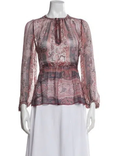 Pre-owned Isabel Marant Lamb Leather Paisley Print Blouse In Multi