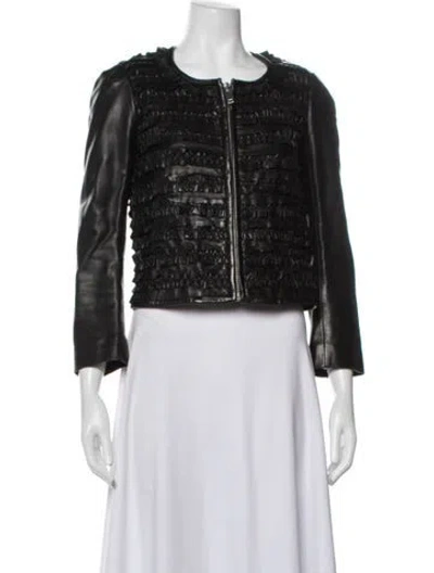 Pre-owned Isabel Marant Lamb Leather Patterned Jacket In Black
