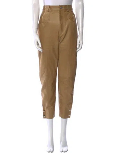 Pre-owned Isabel Marant Lamb Leather Skinny Leg Pants In Neutral
