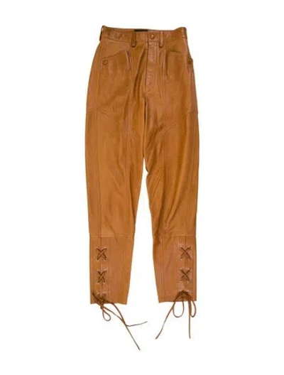 Pre-owned Isabel Marant Lamb Leather Skinny Leg Pants In Orange
