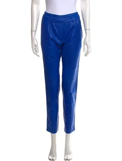 Pre-owned Isabel Marant Lamb Leather Straight Leg Pants In Blue