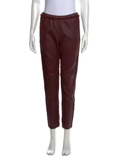 Pre-owned Isabel Marant Lamb Leather Straight Leg Pants In Burgundy