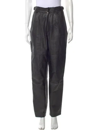 Pre-owned Isabel Marant Lamb Leather Straight Leg Pants In Gray