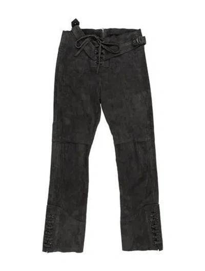 Pre-owned Isabel Marant Lamb Leather Straight Leg Pants In Grey