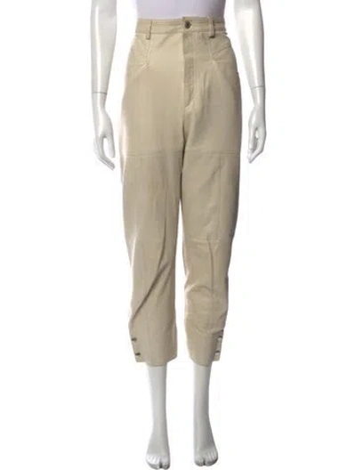 Pre-owned Isabel Marant Lamb Leather Straight Leg Pants In Neutrals