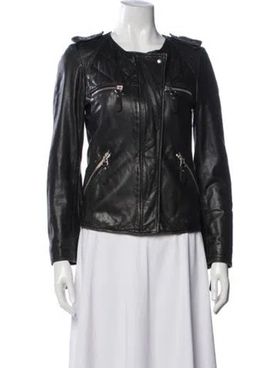 Pre-owned Isabel Marant Lambskin Biker Jacket In Blue