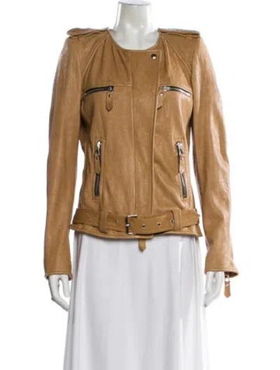 Pre-owned Isabel Marant Lambskin Biker Jacket In Neutral