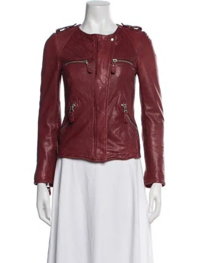 Pre-owned Isabel Marant Lambskin Biker Jacket In Red