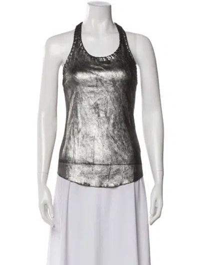 Pre-owned Isabel Marant Lambskin Halterneck Top In Gray