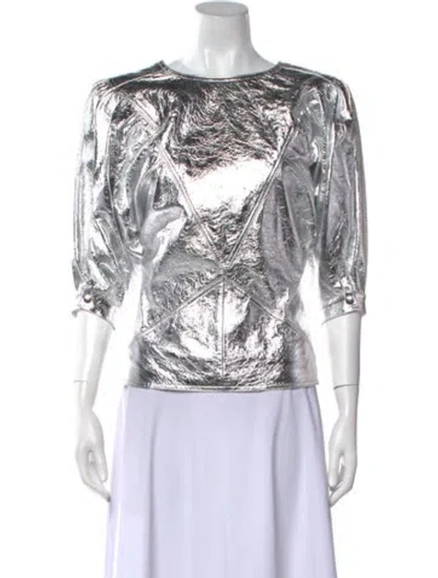 Pre-owned Isabel Marant Lambskin Paisley Print Top W/ Tags In Gray