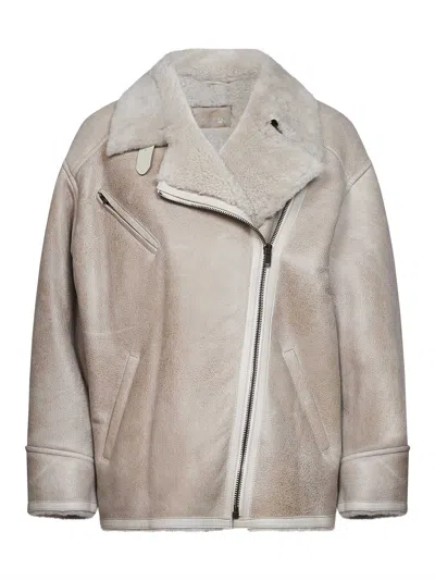 Isabel Marant Lambskin Shearling-lined Jacket In Beige