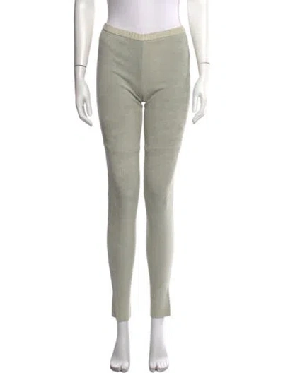 Pre-owned Isabel Marant Lambskin Skinny Leg Pants In Green