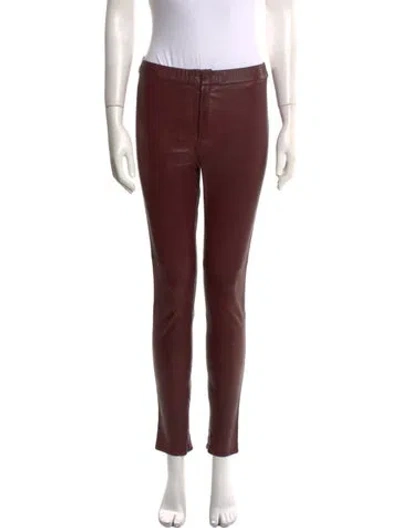 Pre-owned Isabel Marant Lambskin Skinny Leg Pants In Red