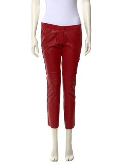 Pre-owned Isabel Marant Lambskin Skinny Leg Pants In Red