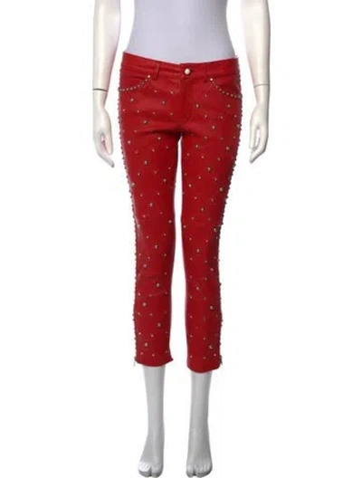 Pre-owned Isabel Marant Lambskin Skinny Leg Pants In Red