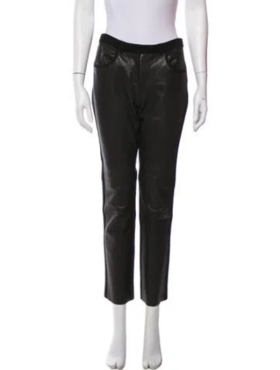 Pre-owned Isabel Marant Lambskin Straight Leg Pants In Black