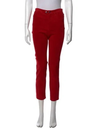 Pre-owned Isabel Marant Lambskin Straight Leg Pants In Red