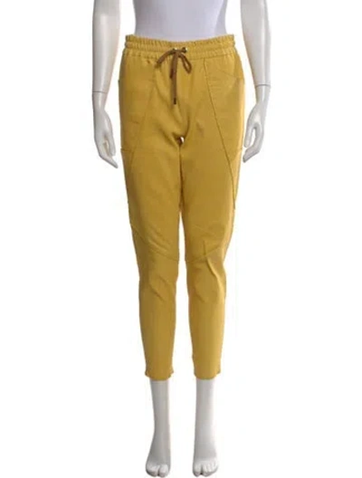 Pre-owned Isabel Marant Lambskin Straight Leg Pants In Yellow