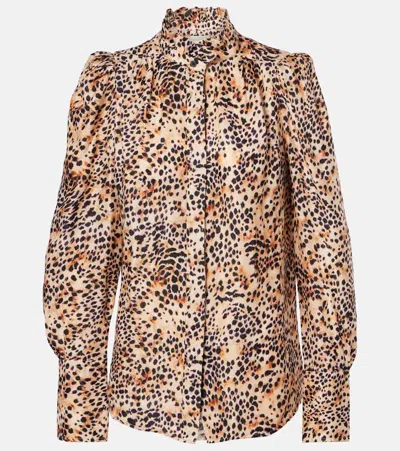 Isabel Marant Lamia Leopard-print Ruffled Blouse In Neutrals