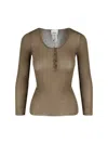 Isabel Marant Ribbed Texture Scoop Neck Long Sleeves