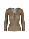 Isabel Marant Ribbed Texture Scoop Neck Long Sleeves In Green