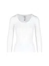 Isabel Marant Ribbed Texture Scoop Neck Long Sleeves In White