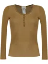 Isabel Marant Lamylic Long Sleeve Cotton Top In Brown